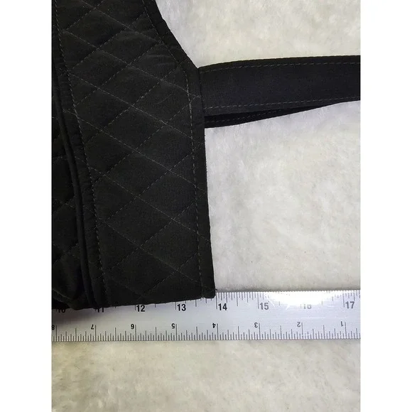 Vera Bradley Solid Black Purse Shoulder Bag Tote Work Office Travel Quilted - Picture 7 of 9